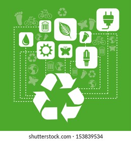 recycle design  over green background vector illustration