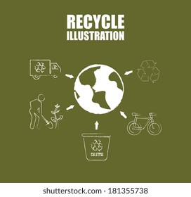 Recycle design over green background, vector illustration