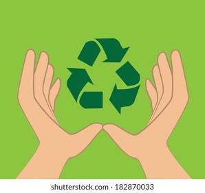 Recycle design over green background, vector illustration