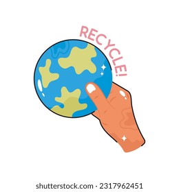Recycle doodle vector outline Sticker. EPS 10 file