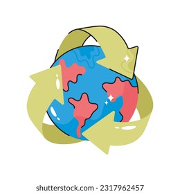 Reciclar el contorno vectorial del doodle Sticker. archivo EPS 10