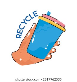 Recycle doodle vector outline Sticker. EPS 10 file