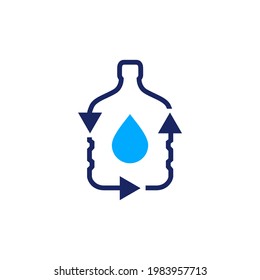 recycle drink water gallon refill bottle logo vector icon illustration