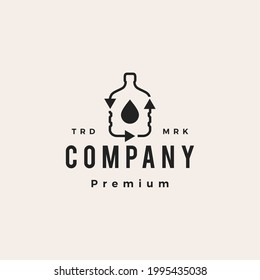 recycle drink water gallon refill hipster vintage logo vector icon illustration