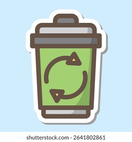 recycle dustbin editable cartoon style sticker