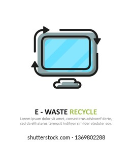 Recycle e waste icon in a flat design. Vector illustration