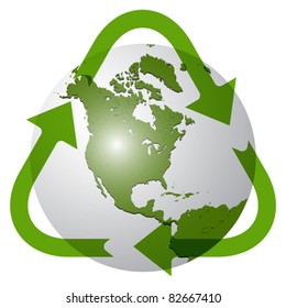 recycle earth globe against white background; abstract vector art illustration; image contains transparency