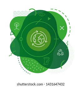 Recycle earth icon on modern background	
