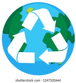 Recycle earth logo on white background illustration