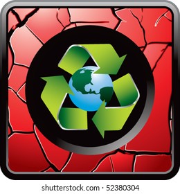 recycle earth red cracked web icon