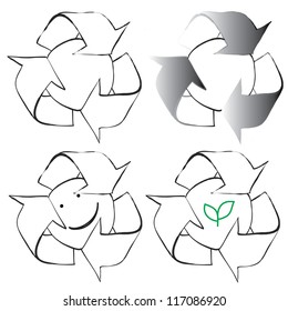 recycle and earth symbol sketch vector