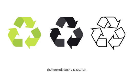 Recycle eco icon. Cycle arrows. Recycle sign in different format