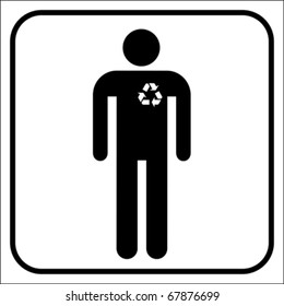 Recycle Eco man icon, vector