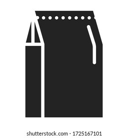 Reciclar el empaque de papel ecológico y el icono negro de glifo de bolso de tentempié. Estilo de vida de basura cero. Pictograma para página web, aplicación móvil, promoción. 