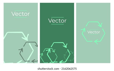 Recycle Eco Sign Sketch Vector Set Of Illustrations. Reduce Plastic Use Hand Drawn Vertical Background. Reuse Media Banner