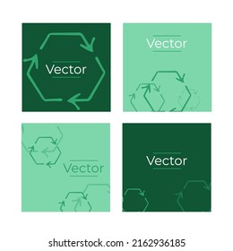 Recycle Eco Sign Sketch Vector Set Of Illustrations. Reduce Plastic Use Hand Drawn Square Background. Reuse Media Banner