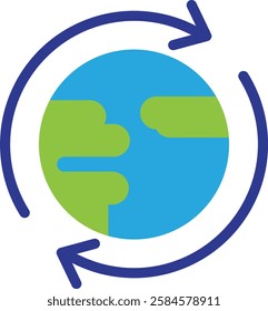 Recycle Ecology Globe Icon Vector Flat Illustration