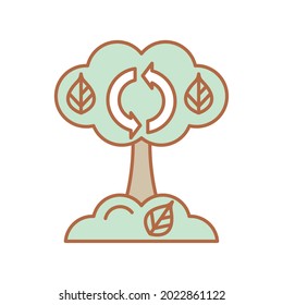 icono de árbol de reciclar y ecología aislado