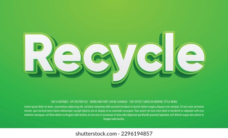 Recycle editable text effect template with 3d style use for logo and business brand