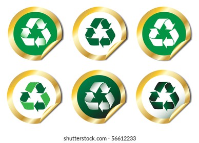 Recycle emblem stickers. EPS10 vector