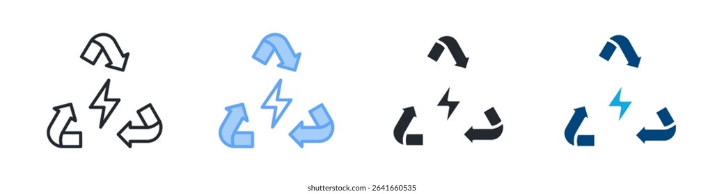 Recycle Energy Icon Set Multiple Style. Design In Outline, Blue, Glyph, Dualtone
