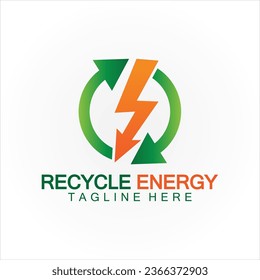 Reciclaje de energía Reciclaje Poder Logo Icono de ilustración de vectores