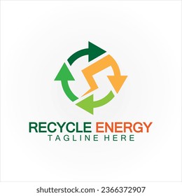 Reciclaje de energía Reciclaje Poder Logo Icono de ilustración de vectores