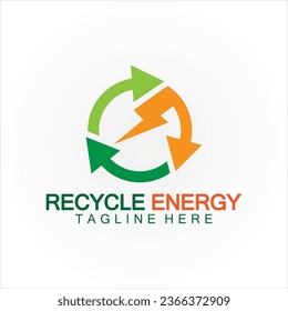 Reciclaje de energía Reciclaje Poder Logo Icono de ilustración de vectores
