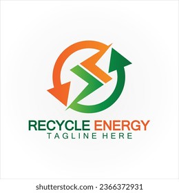 Reciclaje de energía Reciclaje Poder Logo Icono de ilustración de vectores