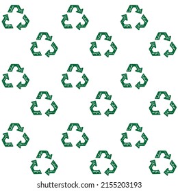 Vector de estilo de esbozo de patrón de señalización ecológica del entorno de reciclaje. Símbolo de reutilización de desechos dibujado a mano aislado en blanco