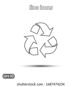 Umweltzeichen wiederverwerten. Lineares Symbol der Vektorillustration. Modernes, einfaches flaches Icon für Webdesign, Logo, Anwendung, Benutzeroberfläche. Vektorillustration EPS10