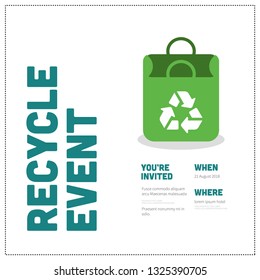 Recycle Event Invitation Design with Where and When Details