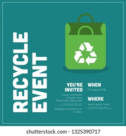 Recycle Event Invitation Design with Where and When Details