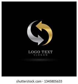 Recycle or Exchange Silver & Gold Logo. Symbol & icon Vector Template.