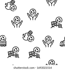 Recycle Factory Ecology Industry Seamless Pattern Vector Thin Line. Illustrations