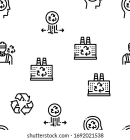 Recycle Factory Ecology Industry Seamless Pattern Vector Thin Line. Illustrations