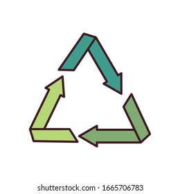 Recycle fill style icon design, Ecology eco save green natural organic environment protection and care theme Vector illustration