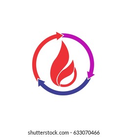 Recycle fire logo design vector