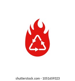 Recycle Fire Logo Icon Design