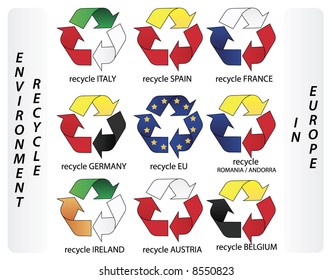 recycle flags - europe - part 1/2 - check my gallery for other RECYCLE pack or JPEG file directly