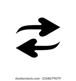 Recycle flat icon of cyclic rotation, recycling recurrence, renewal—exchange change arrow icons. Two arrows spin icon, recycling round. Vector illustration on a white background