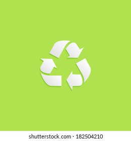 recycle, flat icon isolated on a green background for your design, vector illustration