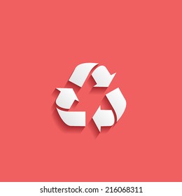 recycle, flat icon isolated on a red background for your design, vector illustration