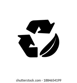 recycle flat icon with leaf, vector illustration