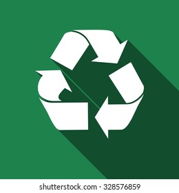 Recycle flat icon with long shadow. Vector Illustration