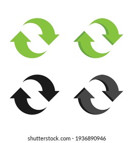 Recycle Flat Vector Icon. Green And Black Recycle Arrows