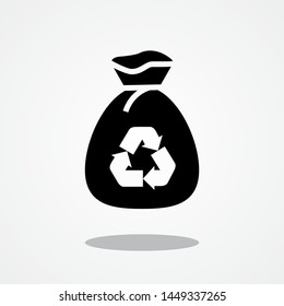 Recycle Garbage Bag Icon with Gray Shadow