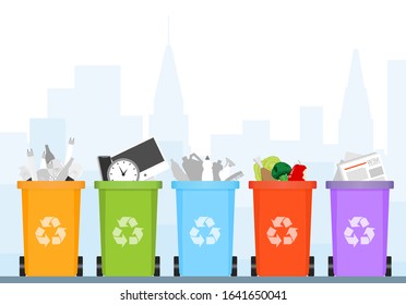 Recycle garbage bins. Separation concept.