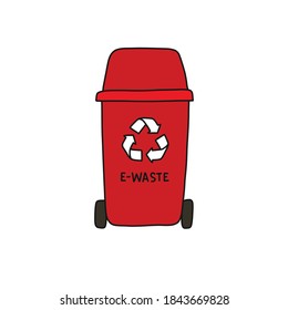 recycle garbage can, e-waste doodle icon, vector illustration