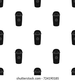 Recycle garbage can icon in black style isolated on white background. Bio and ecology symbol stock vector illustration.
